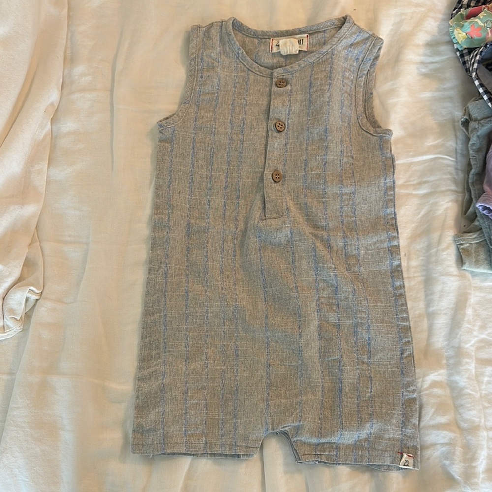 Sleeveless Blue Romper with Button Details